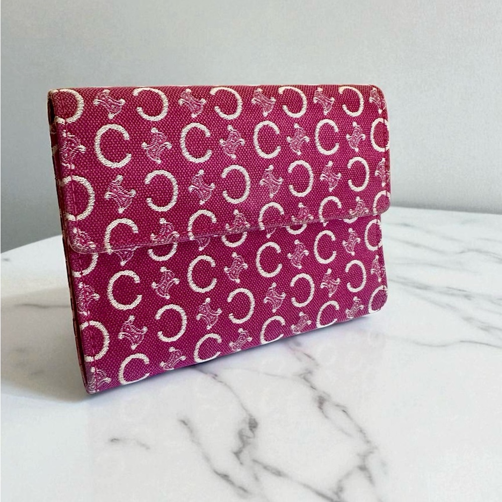 Celine Trifold Wallet C Macadam Pattern Bordea - Picture 3 of 8